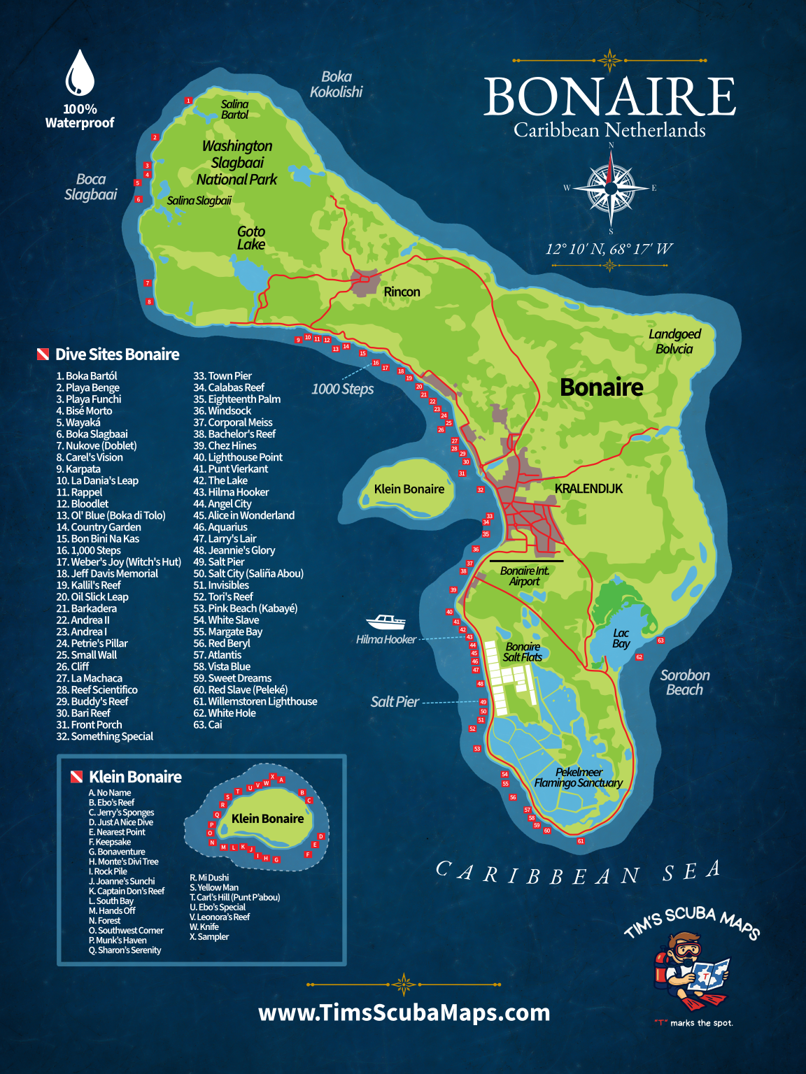 Bonaire Dive Map