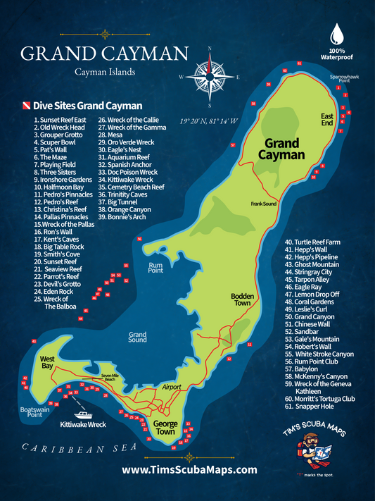 Grand Cayman Dive Map