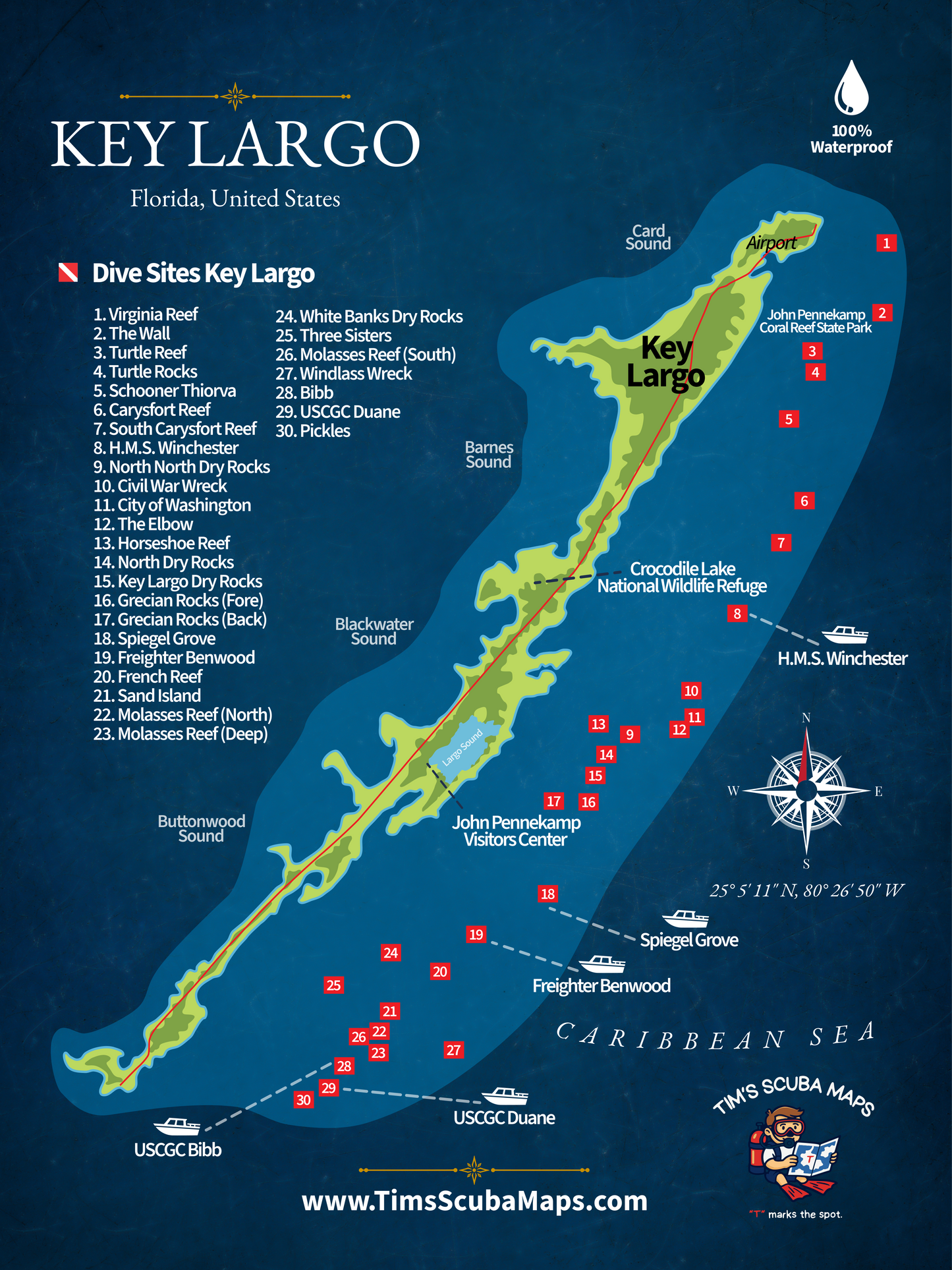 Key Largo Dive Map