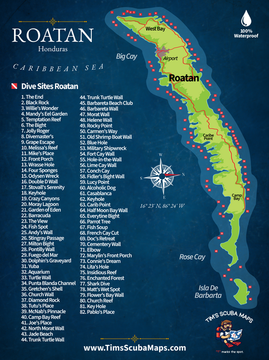 Roatan Dive Map